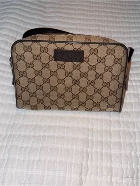 Gucci Beige Brown GG Monogram Crossbody Bag